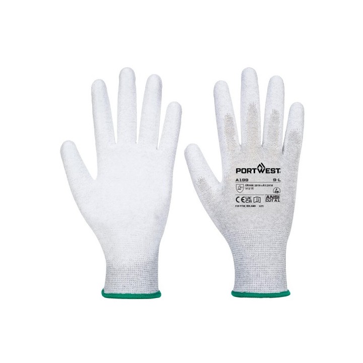 Gants antistatiques Portwest A199 paume PU | ESD précision & confort