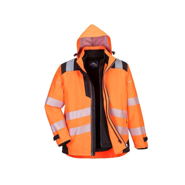 Veste haute visibilité Portwest PW365 3-en-1 PW3 | Parka chantier EN ISO 20471 Classe 3