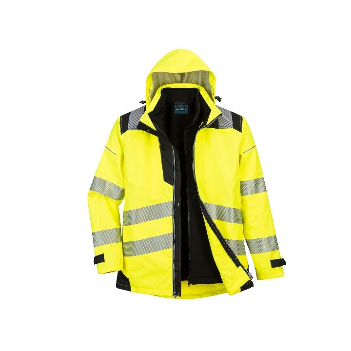 Veste haute visibilité Portwest PW365 3-en-1 PW3 | Parka chantier EN ISO 20471 Classe 3