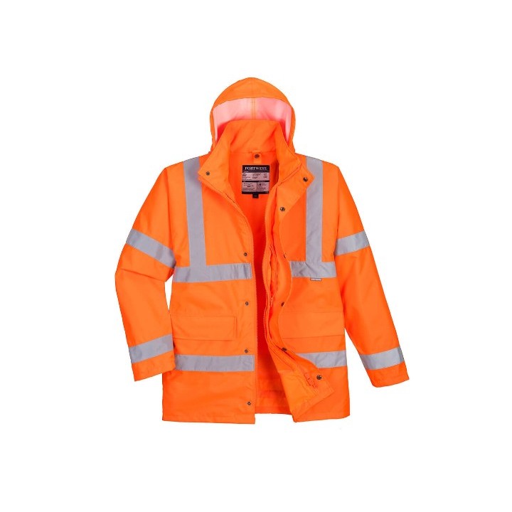 Parka haute visibilité Portwest S468 4-en-1 | Veste chantier imperméable EN ISO 20471 classe 3