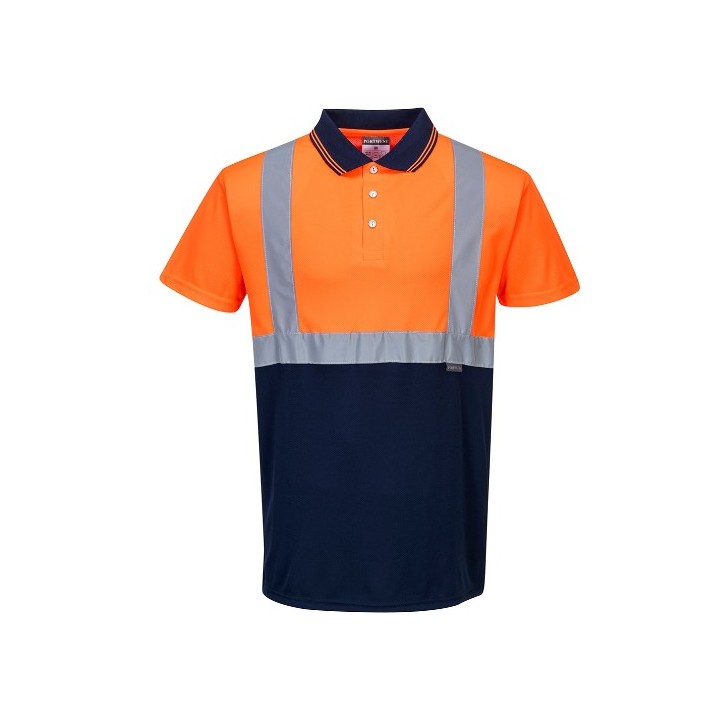 Polo haute visibilité Portwest S479 bicolore | T-shirt respirant EN ISO 20471 classe 1