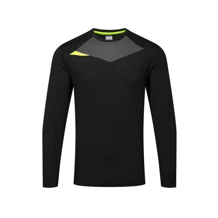 T-shirt de travail technique Portwest DX4 DX415 noir manches longues – Respirant & anti-bactérien