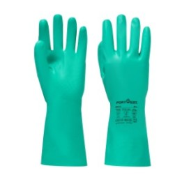 Gants nitrile chimiques Portwest A812 Nitrosafe Plus – Protection chimique certifiée CE