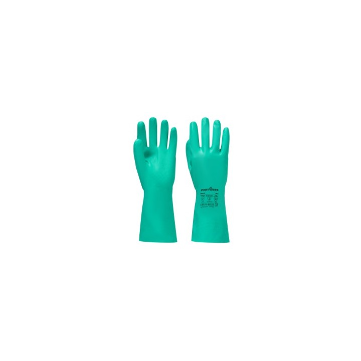 Gants nitrile chimiques Portwest A812 Nitrosafe Plus – Protection chimique certifiée CE