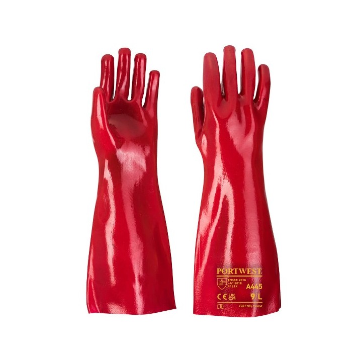 Gants PVC Portwest A445 45 cm étanche | Protection industrielle EN 388