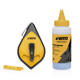 Jeu de cordeau traceur avec poudre et niveau ficelle | Traçage précis chantier